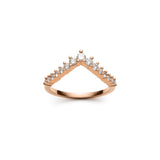 Round Brilliant Cut Diamond Chevron Half-Eternity Ring in Rose Gold