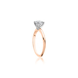 Round Brilliant Cut Diamond Classic Solitaire Engagement Ring in Rose Gold Side View