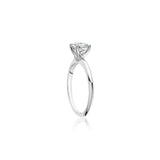 Round Brilliant Cut Diamond Classic Solitaire Engagement Ring in White Gold Side View