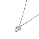 Round Brilliant Cut Diamond Cross Necklace in White Gold Side View