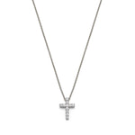 Round Brilliant Cut Diamond Cross Pendant Necklace in White Gold