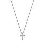 Round Brilliant Cut Diamond Cross Pendant Necklace in White Gold