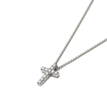 Round Brilliant Cut Diamond Cross Pendant Necklace in White Gold Side View