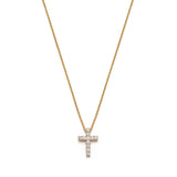 Round Brilliant Cut Diamond Cross Pendant Necklace in Yellow Gold