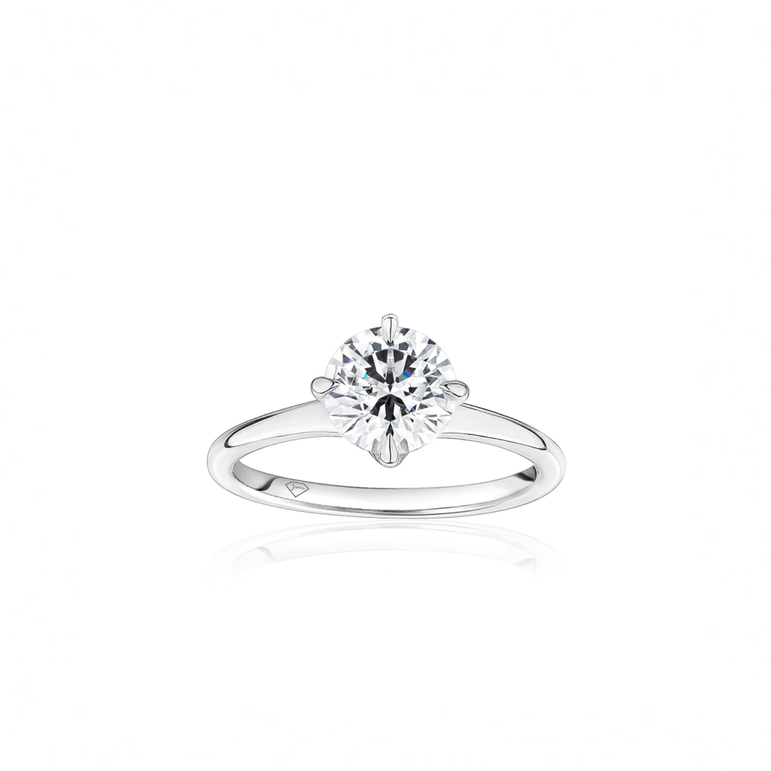 Round Brilliant Cut Diamond East-West Solitaire Engagement Ring in White Gold