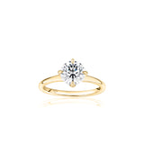 Round Brilliant Cut Diamond East-West Solitaire Engagement Ring in Yellow Gold