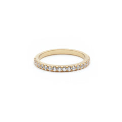 Round Brilliant Cut Diamond French V-Split Set Half-Eternity Ring in Yellow Gold