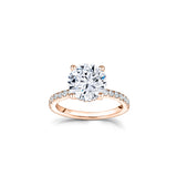 Round Brilliant Cut Diamond Hidden Halo Engagement Ring in Rose Gold