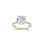 Round Brilliant Cut Diamond Hidden Halo Engagement Ring in Yellow Gold