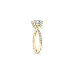 Round Brilliant Cut Diamond Hidden Halo Engagement Ring in Yellow Gold Side View
