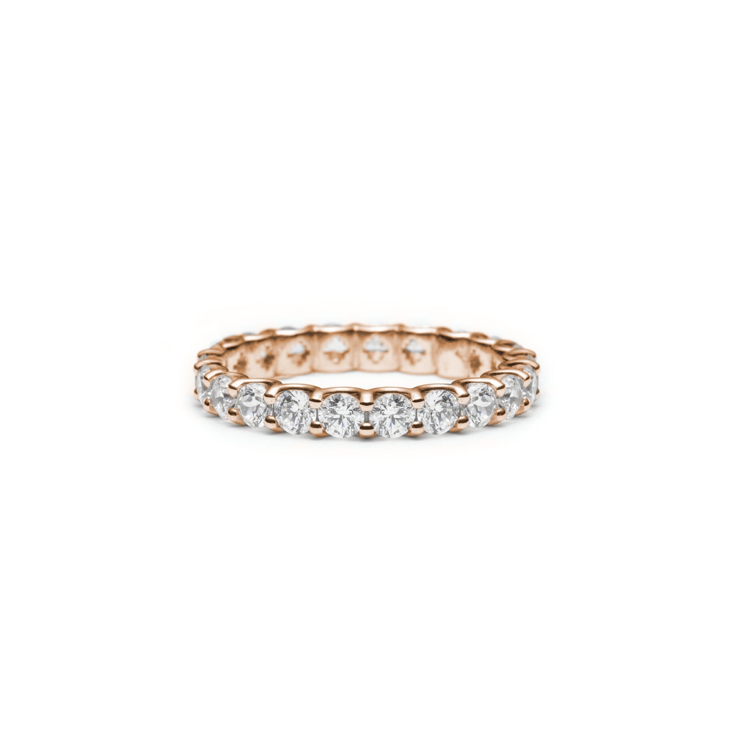 Round Brilliant Cut Diamond Scallop Set Eternity Ring in Rose Gold