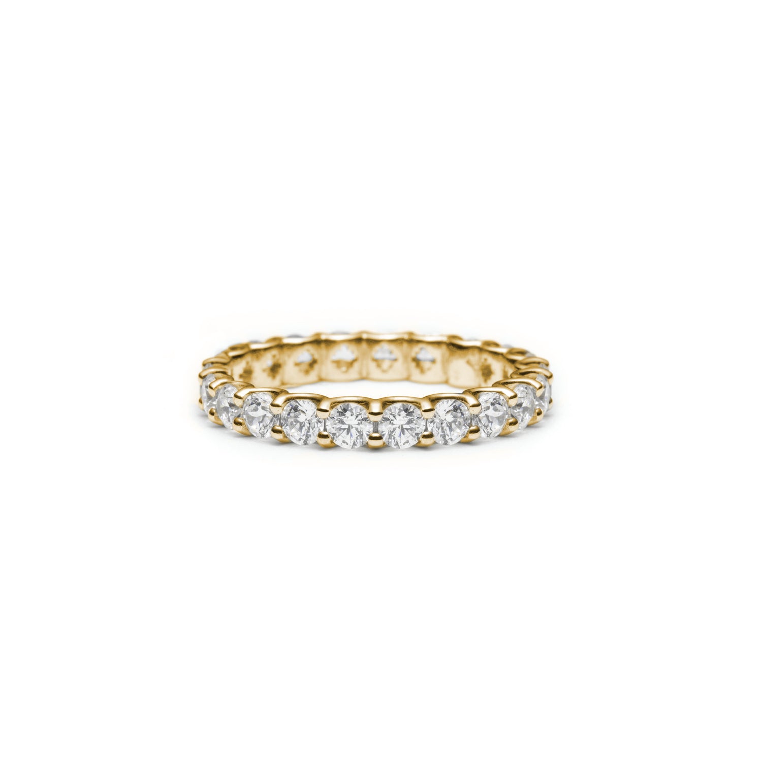 Round Brilliant Cut Diamond Scallop Set Eternity Ring in Yellow Gold