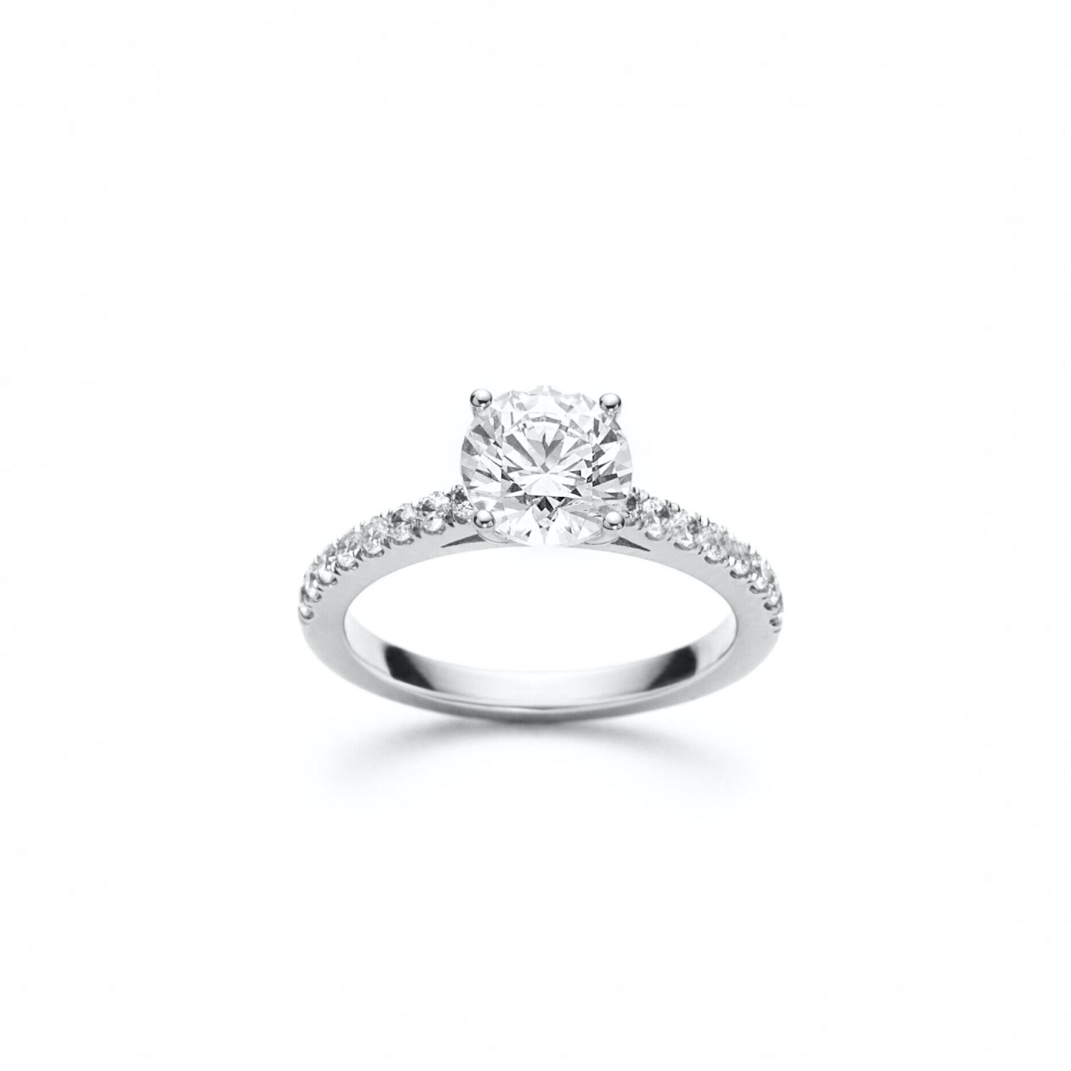 Round Brilliant Cut Diamond Solitaire Engagement Ring in White Gold