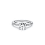Round Brilliant Cut Diamond Solitaire Engagement Ring in White Gold Front View