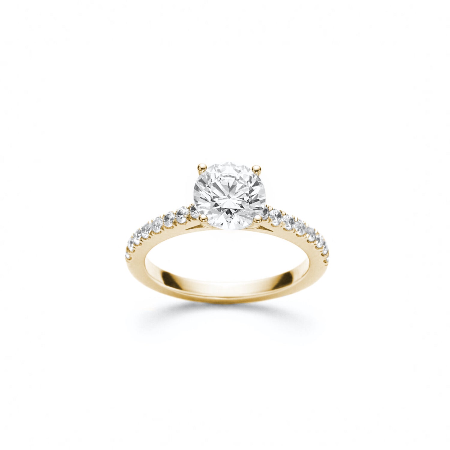 Round Brilliant Cut Diamond Solitaire Engagement Ring in Yellow Gold