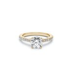 Round Brilliant Cut Diamond Solitaire Engagement Ring in Yellow Gold Front View