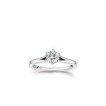 Round Brilliant Cut Diamond Split Shank Solitaire Engagement Ring in White Gold