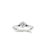 Round Brilliant Cut Diamond Split Shank Solitaire Engagement Ring in White Gold