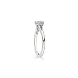 Round Brilliant Cut Diamond Split Shank Solitaire Engagement Ring in White Gold Side View