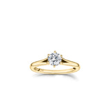 Round Brilliant Cut Diamond Split Shank Solitaire Engagement Ring in Yellow Gold