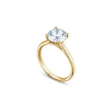 Round Brilliant Cut Lab-Grown Diamond Four-Prong Solitaire Engagement Ring in Yellow Gold Side View