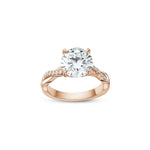Round Brilliant Cut Lab-Grown Diamond Twisted Pavé Band Engagement Ring in Rose Gold Front View