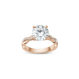 Round Brilliant Cut Lab-Grown Diamond Twisted Pavé Band Engagement Ring in Rose Gold Front View