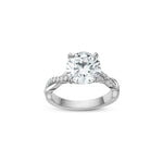 Round Brilliant Cut Lab-Grown Diamond Twisted Pavé Band Engagement Ring in White Gold Front View