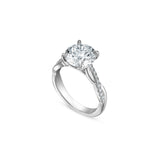 Round Brilliant Cut Lab-Grown Diamond Twisted Pavé Band Engagement Ring in White Gold Side View