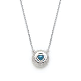 Round Cut Aquamarine Diamond Halo Necklace Gallery View