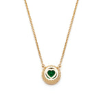 Round Cut Emerald Bezel Necklace in Yellow Gold Gallery View