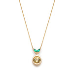 Round Cut Yellow Sapphire and Marquise Cut Emeralds Lemon Drop Pendant Necklace