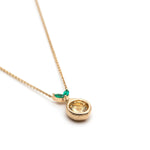 Round Cut Yellow Sapphire and Marquise Cut Emeralds Lemon Drop Pendant Necklace Side View