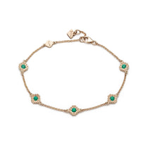 Round Emerald Five Mini Step Motif Bracelet in Yellow Gold