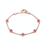 Round Ruby Five Mini Step Motif Bracelet in Rose Gold