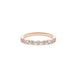 Round and Marquise Cut Diamond Bezel Set Half-Eternity Ring in Rose Gold