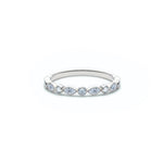 Round and Marquise Cut Diamond Bezel Set Half-Eternity Ring in White Gold