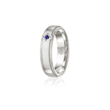 Sapphire Accent Polished Finish Bevelled Edge 6-7 mm Wedding Ring in Platinum