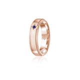 Sapphire Accent Polished Finish Bevelled Edge 6-7 mm Wedding Ring in Rose Gold