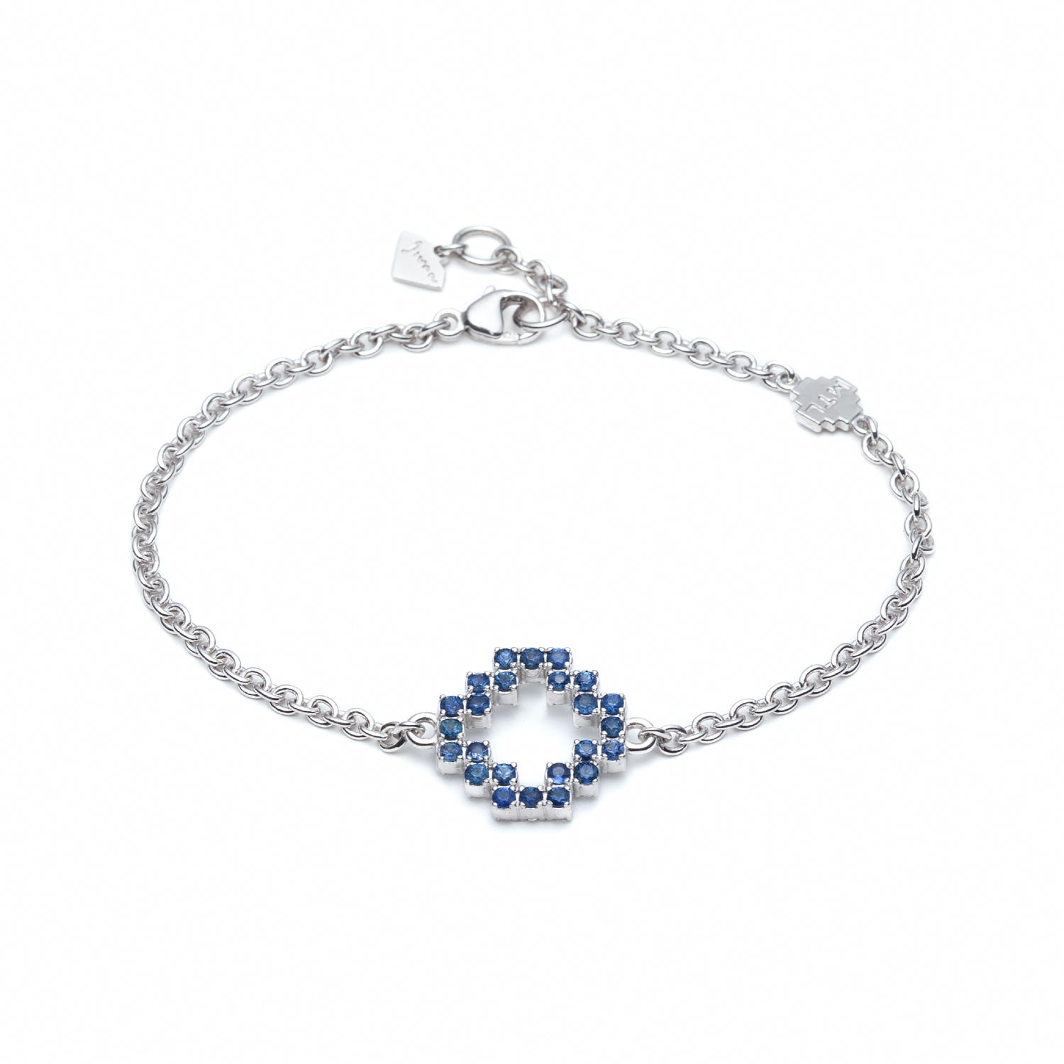 Sapphire and Diamond Pavé Reversible Large Step Motif Bracelet