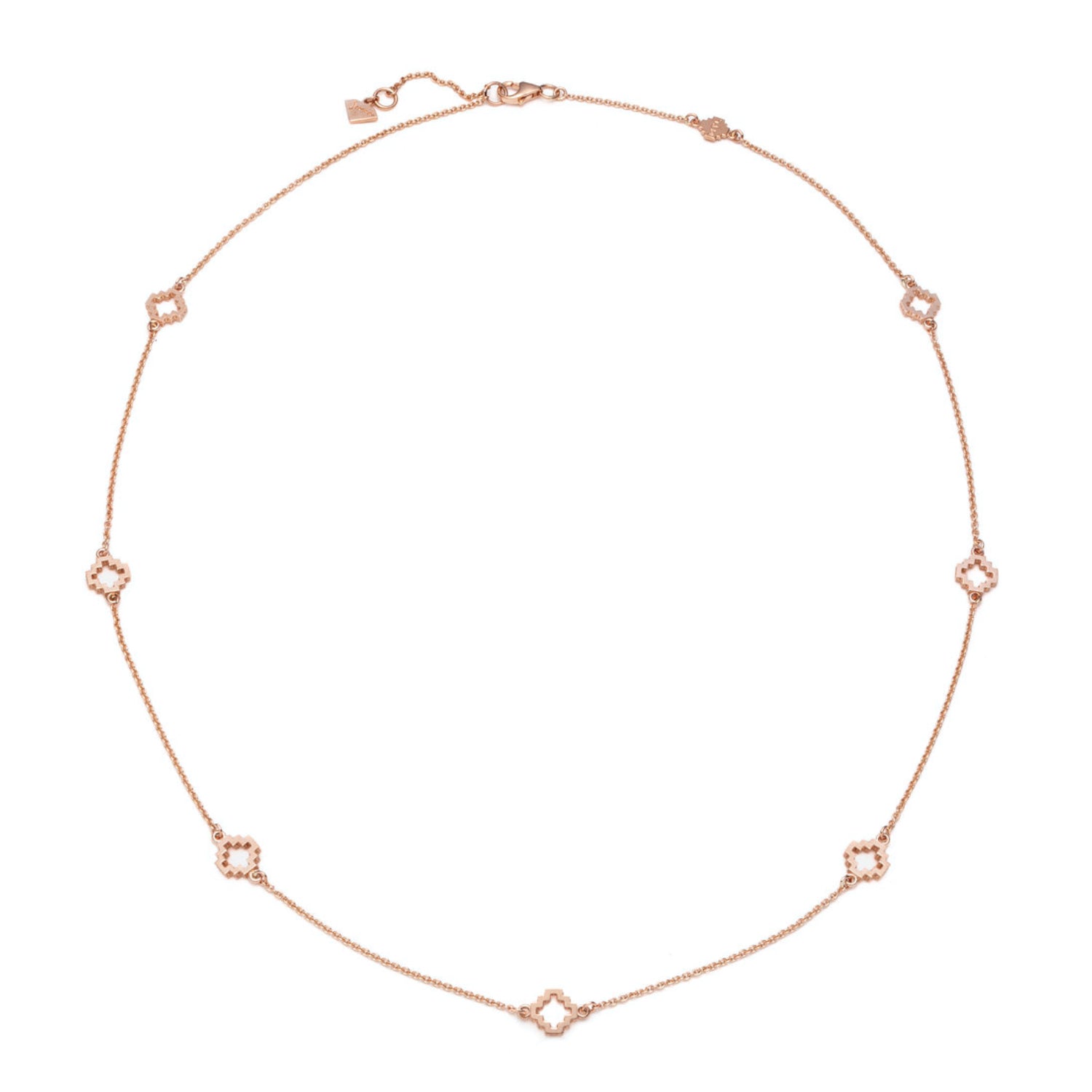 Seven Mini Step Motif Necklace in Rose Gold