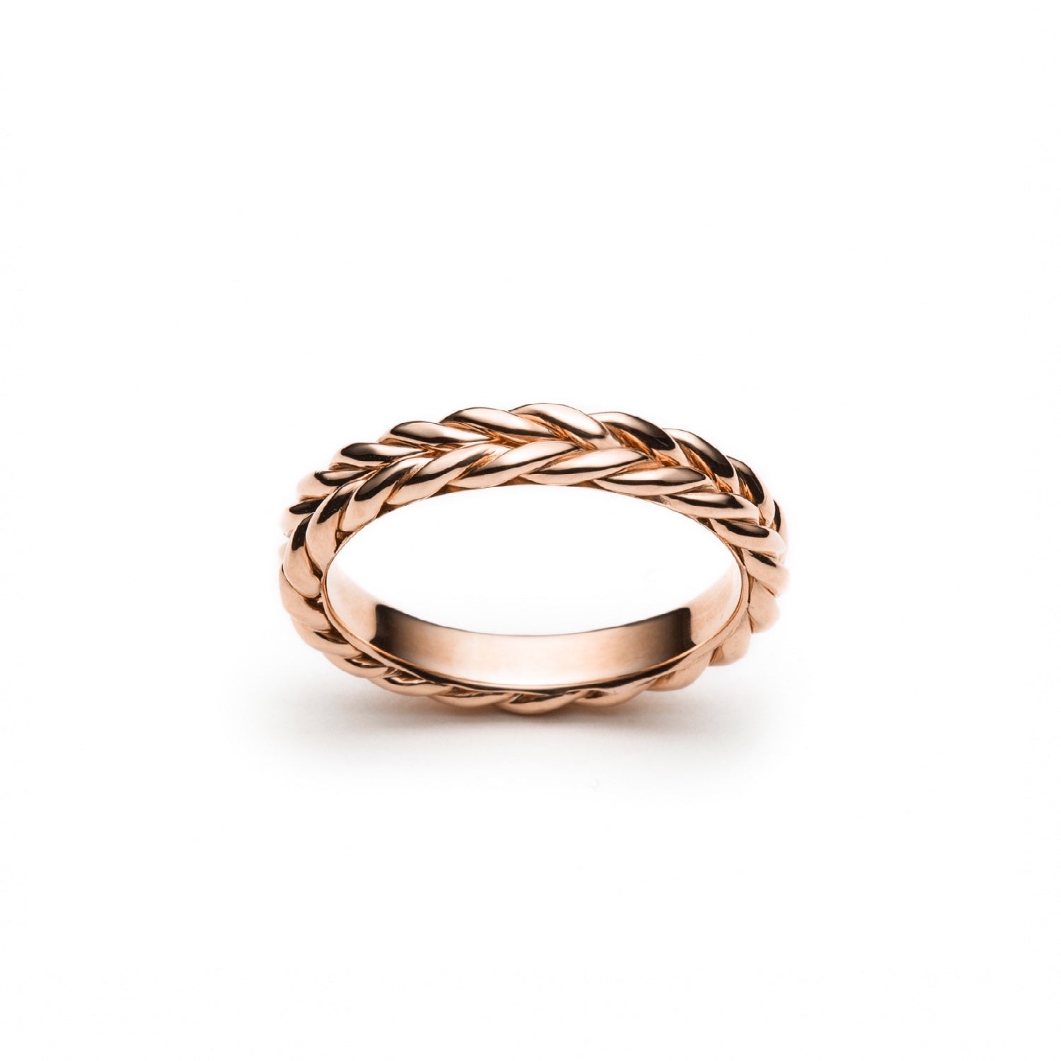 Signature Braided Polished Finish Standard Fit 4-5 mm Wedding Band in Rose Gold