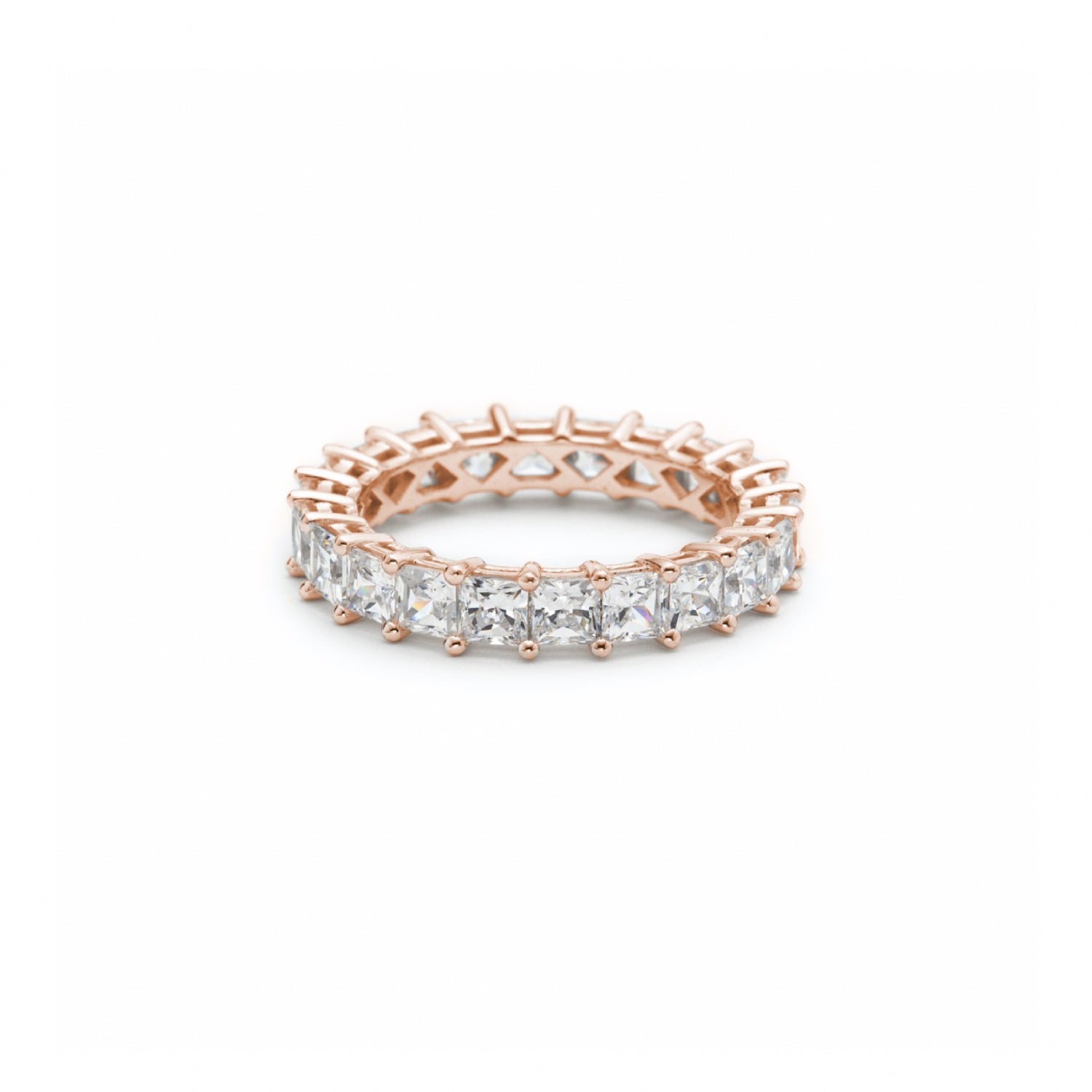 Signature Princess Cut Diamond Shared Prong Eternity Ring in Rose Gold