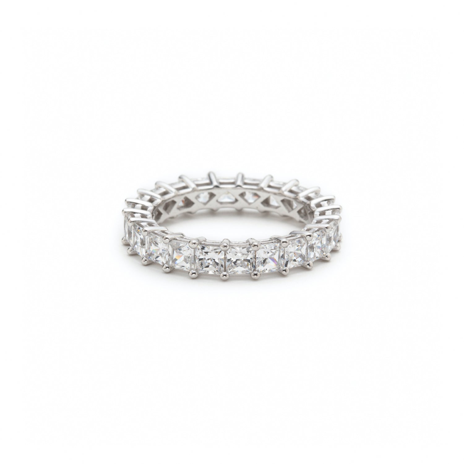 Signature Princess Cut Diamond Shared Prong Eternity Ring in White Gold