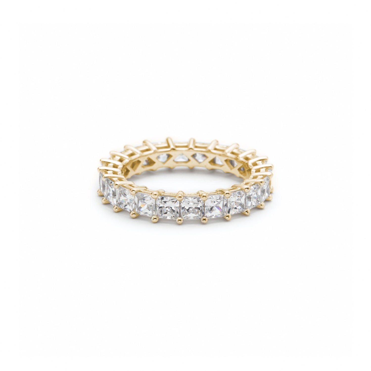 Signature Princess Cut Diamond Shared Prong Eternity Ring in Yellow Gold