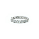 Signature Round Brilliant Cut Diamond French V-Split Set Eternity Ring in White Gold