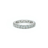 Signature Round Brilliant Cut Diamond French V-Split Set Eternity Ring in White Gold