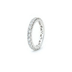Signature Round Brilliant Cut Diamond French V-Split Set Eternity Ring in White Gold Side View