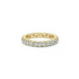 Signature Round Brilliant Cut Diamond French V-Split Set Eternity Ring in Yellow Gold