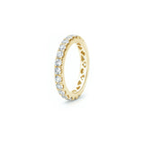 Signature Round Brilliant Cut Diamond French V-Split Set Eternity Ring in Yellow Gold Side View